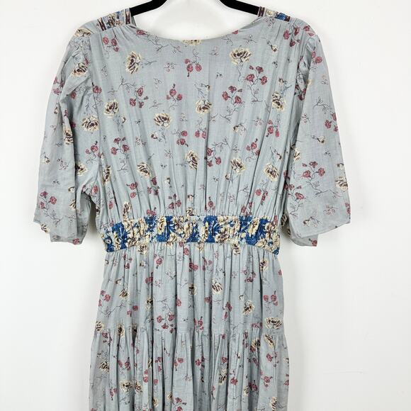 Free People Lysette Maxi Dress Floral Boho Cottage Romantic Fairy Blue Small - Picture 9 of 16